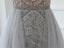 Short Sleeve Heavily Beaded Grey Long Cheap Evening Prom Dresses, Evening Party Prom Dresses, 12327