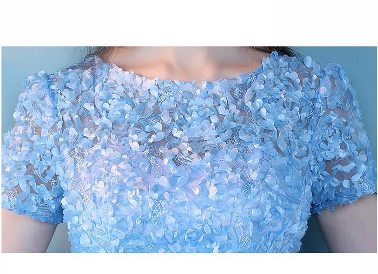 Short Sleeves Blue Lace Cheap Homecoming Dresses Online, Cheap Short Prom Dresses, CM777