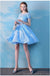 Short Sleeves Blue Lace Cheap Homecoming Dresses Online, Cheap Short Prom Dresses, CM777