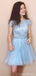 Short Sleeves Blue Sequin Sparkly Cheap Short Homecoming Dresses Online, Cheap Short Prom Dresses, CM831