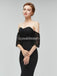Short Sleeves Lace Mermaid High Low Black Cheap Bridesmaid Dresses Online, WG581
