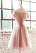 Short Sleeves Off Shoulder Blush Pink Cheap Homecoming Dresses Online, Cheap Short Prom Dresses, CM740