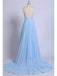 Side Slit V-Neck Blue Chiffon Cheap Wedding Dresses Online, Cheap Unique Bridal Dresses, WD609