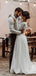 Simple A-line Long Sleeves Two Pieces Lace Wedding Dresses,WD746