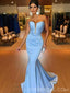 Simple Blue Mermaid Sweetheart Long Evening Prom Dresses, Cheap Custom Sweet 16 Dresses, 18473