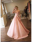Simple Blush Pink A-line Sweetheart V-neck Long Prom Dresses Online,12485