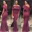 Simple Burgundy Mermaid Off Shoulder Cheap Long Bridesmaid Dresses,WG1140