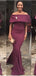 Simple Burgundy Mermaid Off Shoulder Cheap Long Bridesmaid Dresses,WG1140