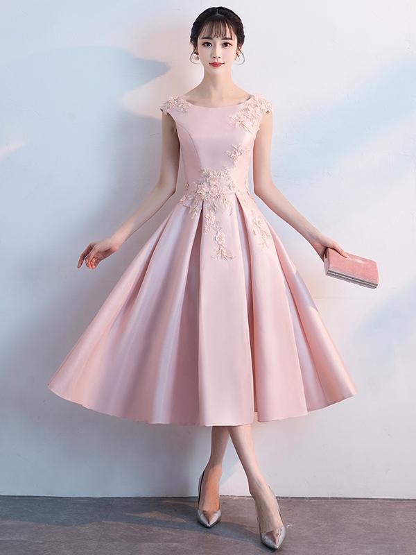 Simple Cap Sleeve Blush Pink Cheap Homecoming Dresses Online, CM698