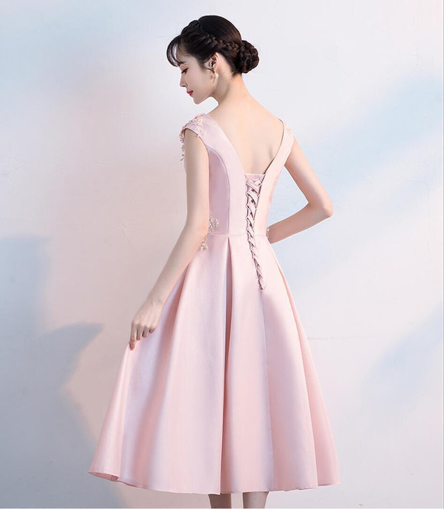 Simple Cap Sleeve Blush Pink Cheap Homecoming Dresses Online, CM698