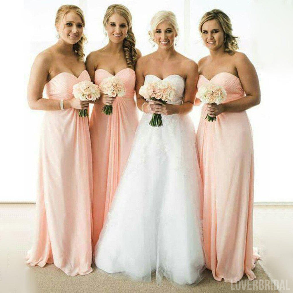 Simple Cheap Chiffon Sweet Heart Formal A Line Floor-Length Wedding Party Bridesmaid Dresses, WG173