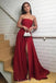 Simple Dark Red Side Slit Long Evening Prom Dresses, Evening Party Prom Dresses, 12171