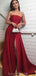 Simple Dark Red Side Slit Long Evening Prom Dresses, Evening Party Prom Dresses, 12171
