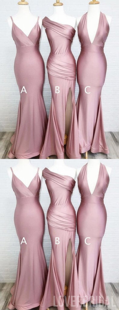 Simple Dusty Rose Cheap Mermaid Long Bridesmaid Dresses Online, WG548