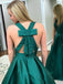 Simple Emerald Green A-line Long Evening Prom Dresses, 17709