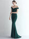 Simple Emerald Green Mermaid Off Shoulder Long Prom Dresses Online,12831