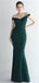 Simple Emerald Green Mermaid Off Shoulder Long Prom Dresses Online,12831