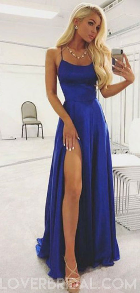 Simple Halter Blue Cheap Evening Prom Dresses, Cheap Custom Sweet 16 Dresses, 18472