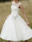 Simple Illusion Neck Cheap Short Wedding Dresses Online, WD365