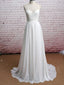 Simple Illusion See Through Cheap Beach Wedding Dresses Online, WD373