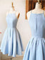 Simple Light Blue Spaghetti Straps Short Homecoming Dresses Under 100, CM387