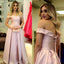 Simple Light Pink Off Shoulder A line Long Evening Prom Dresses, 17511