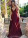 Simple Maroon Halter A-line Long Evening Prom Dresses, Cheap Custom Sweet 16 Dresses, 18462