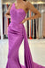 Simple Mermaid Purple One Shoulder Cheap Long Prom Dresses Online,12499