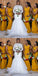 Simple Mermaid Yellow Straps Cheap Long Bridesmaid Dresses,WG1318