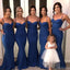 Simple Navy Blue Mermaid Spaghetti Straps Cheap Long Bridesmaid Dresses,WG1076