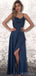 Simple Navy Spaghetti Straps Cheap Long Evening Prom Dresses, Evening Party Prom Dresses, 12348
