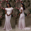 Simple Pink Mermaid Jewel Short Sleeves Cheap Long Bridesmaid Dresses,WG1371
