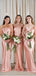 Simple Pink Sheath Spaghetti Straps Cheap Long Bridesmaid Dresses,WG1041