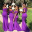 Simple Purple Mermaid Off Shoulder Cheap Long Bridesmaid Dresses,WG1409