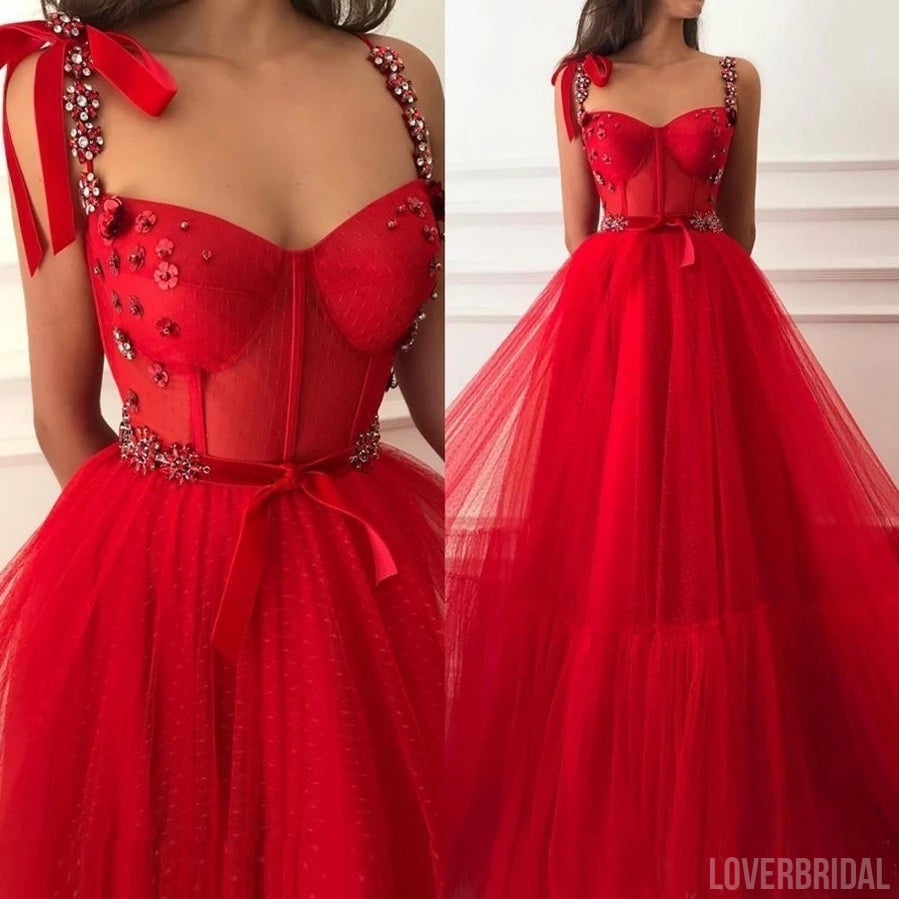 Simple Red A-line Straps Cheap Long Prom Dresses Online,Dance Dresses,12601