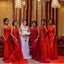 Simple Red Mermaid One Shoulder Cheap Long Bridesmaid Dresses,WG1367