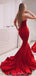 Simple Red Scoop Mermaid Cheap Evening Prom Dresses, Evening Party Prom Dresses, 12146