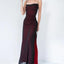 Simple Red Sheath Spaghetti Straps High Slit Long Bridesmaid Dresses Online,WG1015