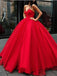 Simple Red Sweetheart A-line Ball Gown Long Evening Prom Dresses, 17683