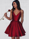 Simple Satin Short Cheap Red Homecoming Dresses Under 100, CM380