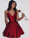 Simple Satin Short Cheap Red Homecoming Dresses Under 100, CM380