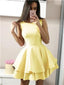 Simple Scoop Yellow Simple Cheap Short Homecoming Dresses Online, Cheap Short Prom Dresses, CM823