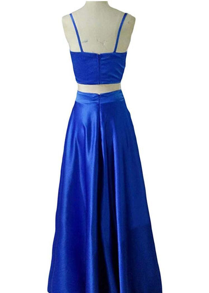 Simple Sexy Blue Two Pieces Cheap Long Evening Prom Dresses, Cheap Sweet 16 Dresses, 18375