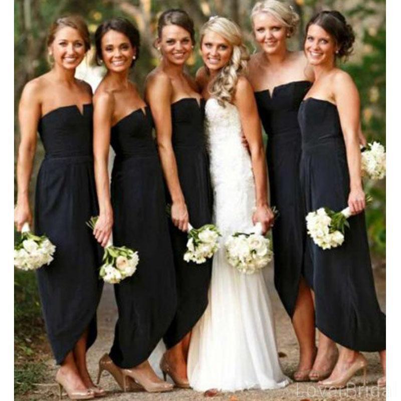 Simple Short Black Cheap Bridesmaid Dresses Online, WG627