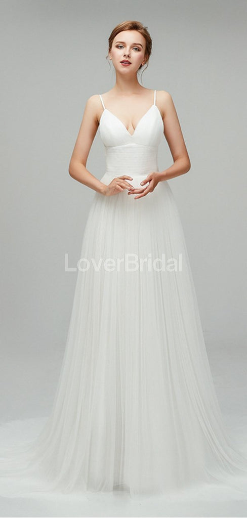 Simple Spaghetti Straps Cheap Wedding Dresses Online, Cheap Bridal Dresses, WD555