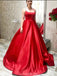 Simple Spaghetti Straps Red A-line Evening Prom Dresses, Evening Party Prom Dresses, 12192