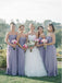 Simple Strapless Cheap Sweetheart Chiffon Custom Long Bridesmaid Dresses, WG237