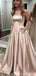 Simple Strapless Long Evening Prom Dresses With Pockets, Cheap Custom Party Prom Dresses, 18602