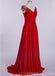 Simple V Neck Chiffon Red Cheap Long Evening Prom Dresses,  Custom Sweet16 Dresses, 18402