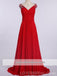 Simple V Neck Chiffon Red Cheap Long Evening Prom Dresses,  Custom Sweet16 Dresses, 18402